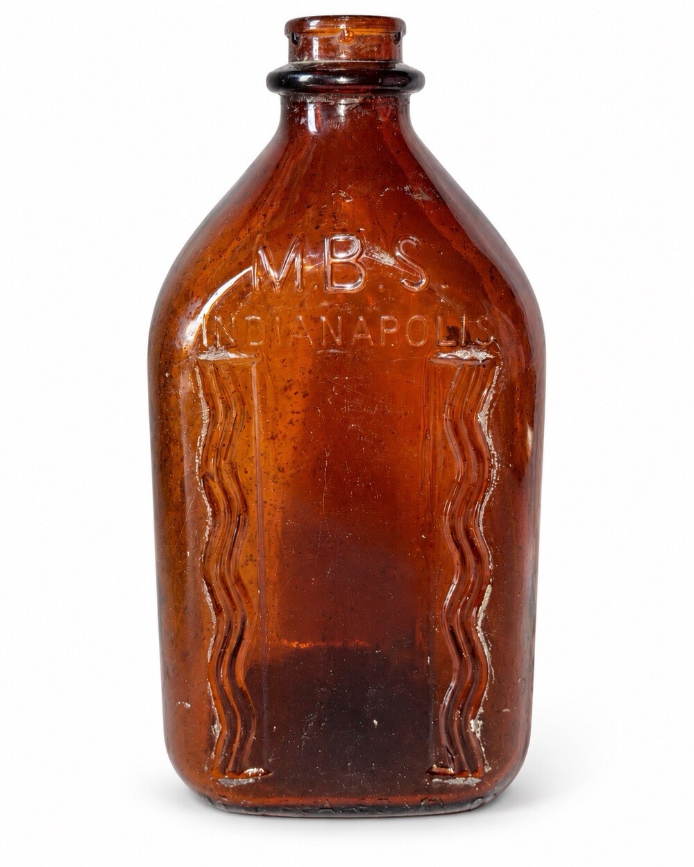 Vintage MBS Indianapolis Amber Duraglas Milk Bottle Embossed Dairy Indiana